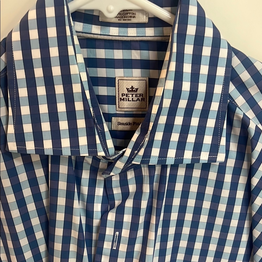 Peter Millar Blue and White Dress Shirt